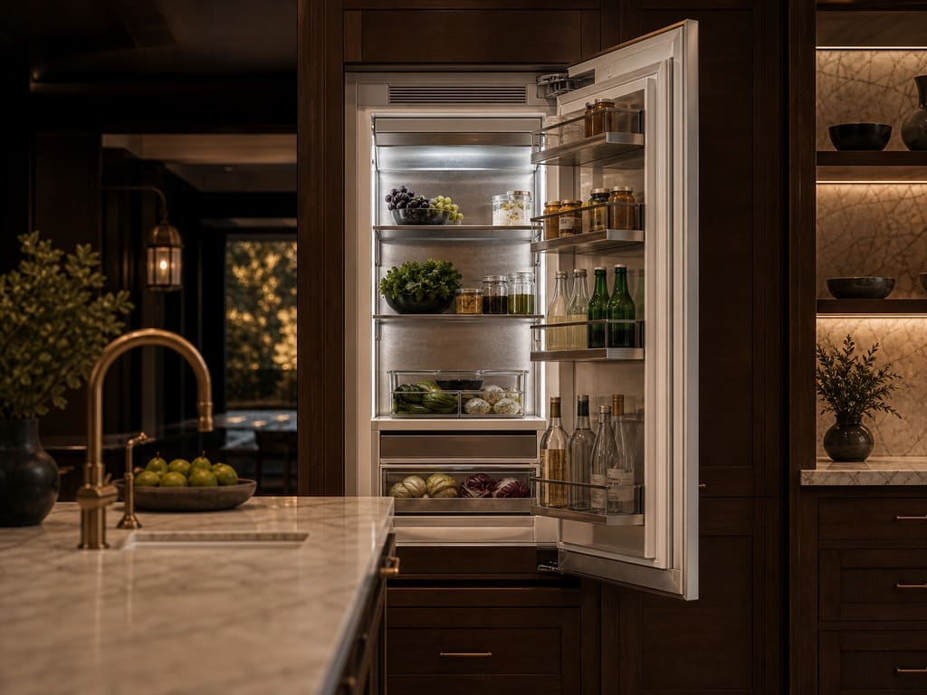 Viking built-in column refrigerator serviced in a Milpitas kitchen